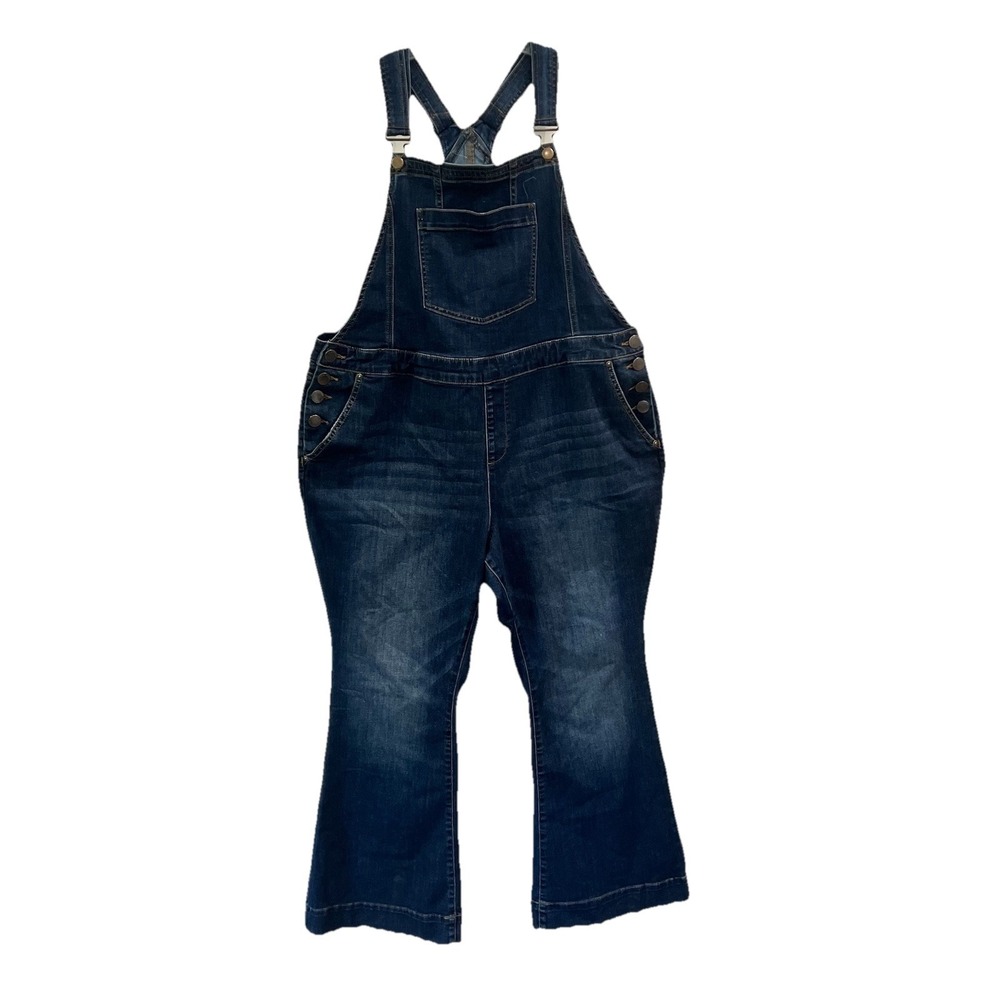 Lane Bryant Bootcut‎ Overall Jean Bibs Women's Size 16S Stretchy Comfy Festival